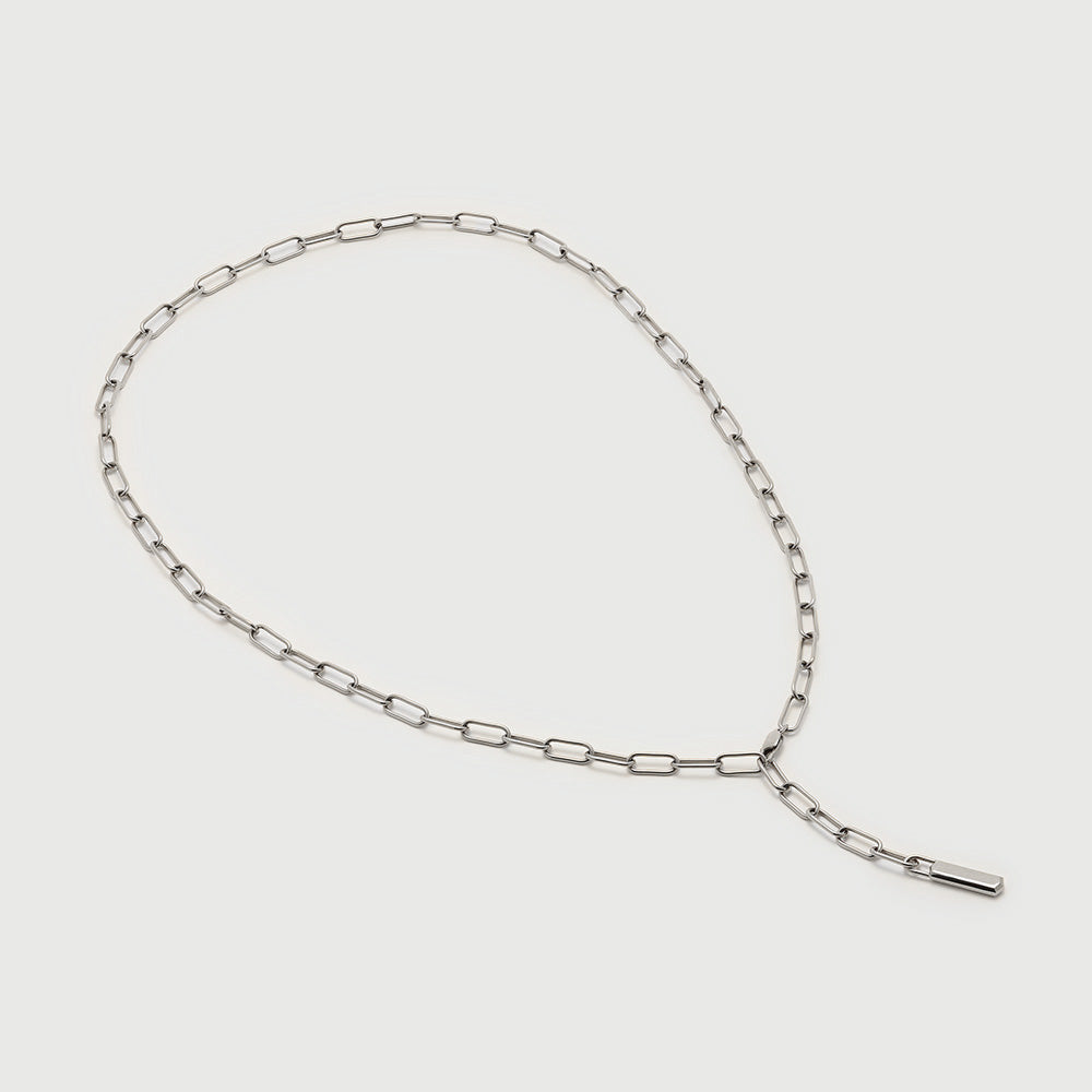 Lariat Necklace, 925 Sterling Silver Pave Diamond CZ Adjustable Pull H –  KesleyBoutique